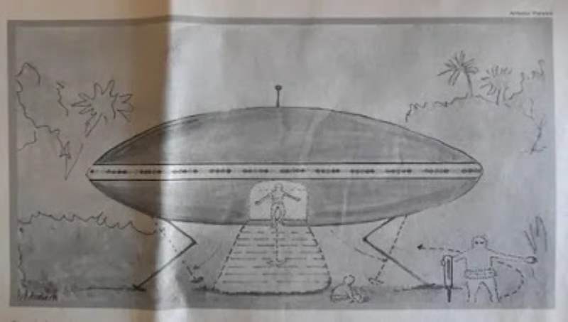Desenho feito pelo ufólogo Prof. Paranhos, baseado no relato das testemunhas.