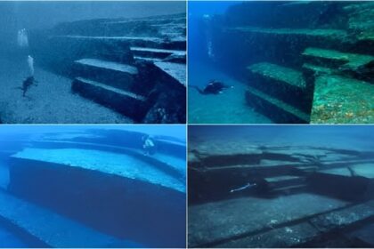 Monumental underwater rock formation sparks debate among scientists about its origin. Some believe it was built, while others claim it was shaped by tectonic activity.