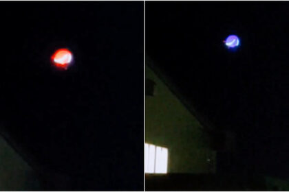 A curious, intriguing, and intensely illuminated object was filmed hovering low over houses in Japan.