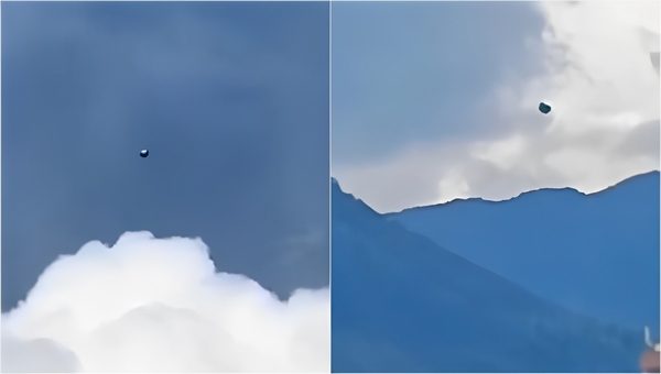 Imagens de diferentes locais mostram esfera voadora sobre Medellín, Colômbia.