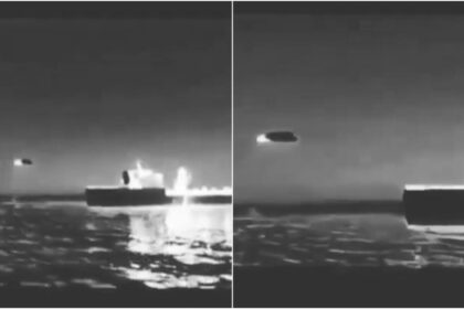 The incident reportedly occurred off the coast of California in 2019 and shows a US Navy ship firing at a UFO.