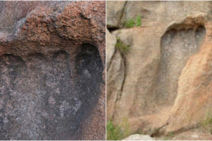 In the town of Mpuluzi, South Africa, there is a mysterious impression on rock of a giant footprint, known as “The Footprint of God.”
