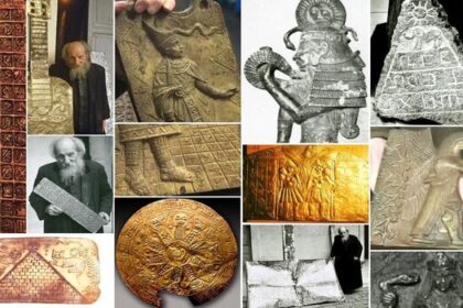 In total, over 50,000 pieces were collected by the Italian priest Carlo Crespi in Ecuador. They include a variety of sculptures and metal plates, some made of gold, with inscriptions resembling Babylonian writing; others are undecipherable, featuring symbols unknown and unlike any known South American culture. Part of his collection has mysteriously disappeared.