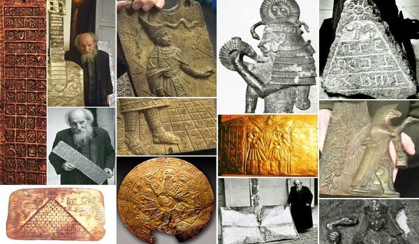 In total, over 50,000 pieces were collected by the Italian priest Carlo Crespi in Ecuador. They include a variety of sculptures and metal plates, some made of gold, with inscriptions resembling Babylonian writing; others are undecipherable, featuring symbols unknown and unlike any known South American culture. Part of his collection has mysteriously disappeared.