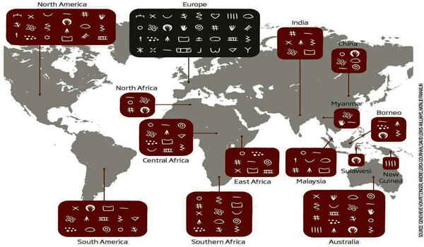 40,000-year-old symbols discovered in caves around the world may represent the oldest form of writing.