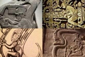 Various cultures share similar representations of their flying gods, which some interpret as ancient evidence of astronauts in the past.