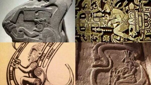 Various cultures share similar representations of their flying gods, which some interpret as ancient evidence of astronauts in the past.
