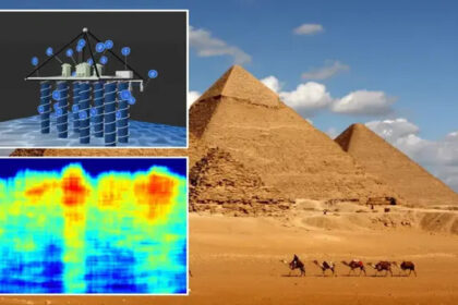 A new radar scan reveals a vast artificial substructure — a colossal underground complex stretching nearly 1,067 meters beneath the Giza Plateau in Egypt — linking chambers as large as entire city blocks.