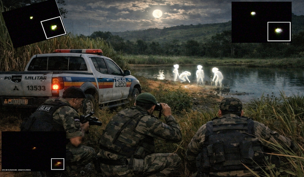 UFO sighting and chase by military police in Brazil in 2008 culminated in encounters with "small floating luminous beings".